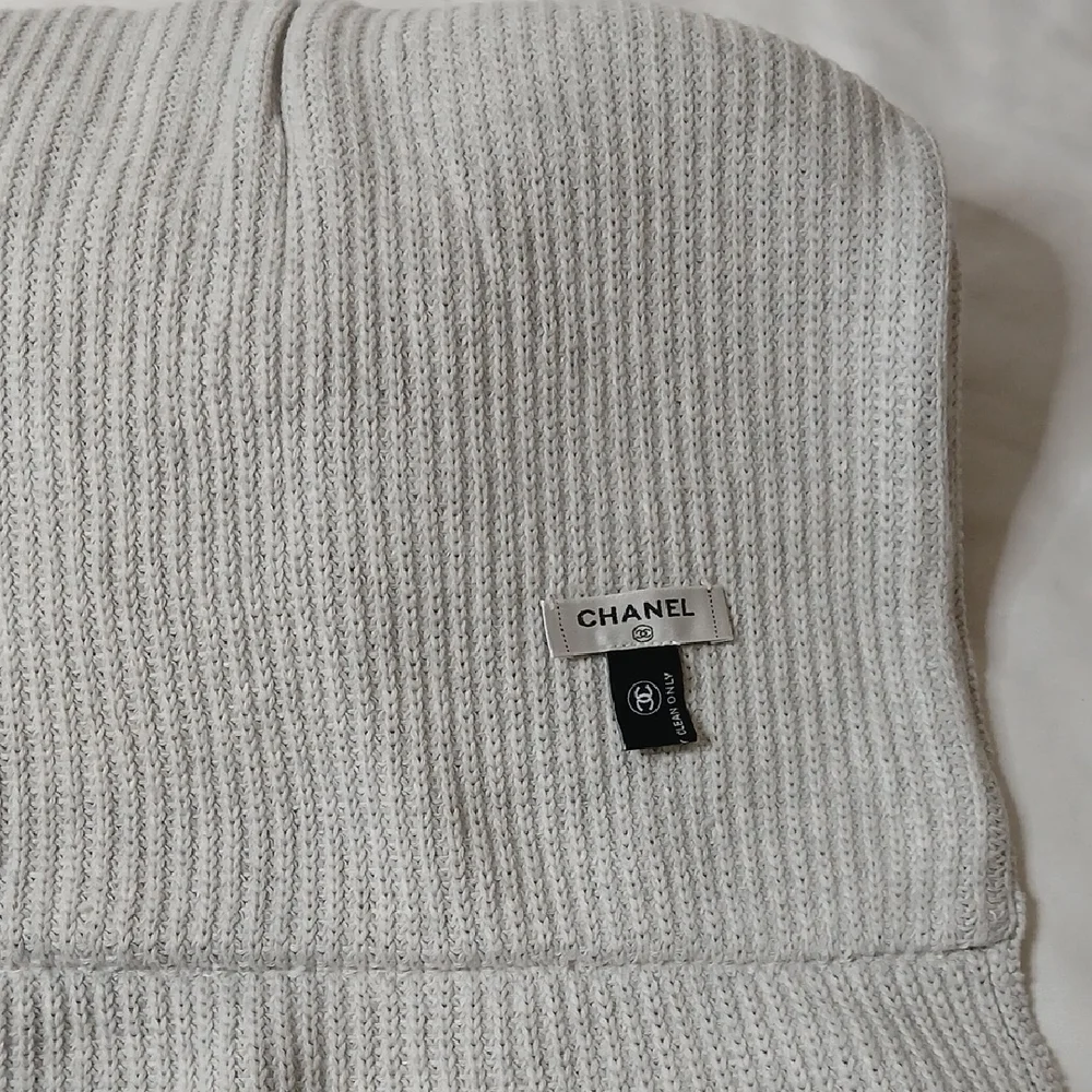 CHANEL Quilted Brown and Gray Scarf